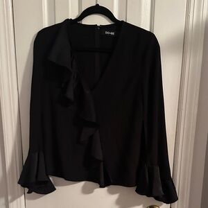 DO+BE Women's Elegant Black Ruffle Blouse